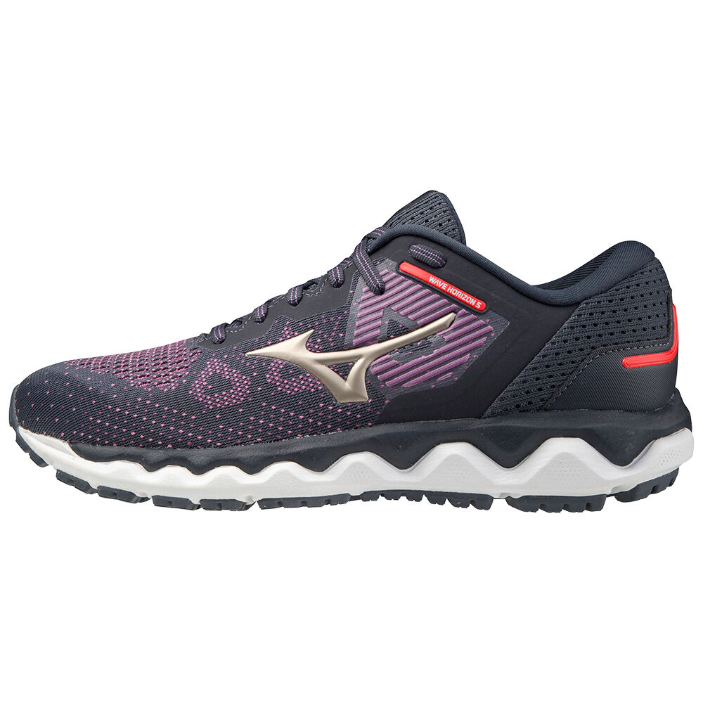 Mizuno Women's Wave Horizon 5 Running Shoes Navy/Purple/Gold (J1GD212642-QVL)